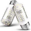 E26 LED Candelabra Light Bulb 10W Equivalent 100W 6000K Daylight White 1200lm E26 Edison Base LED Corn Bulbs for Refrigerator Chandelier Pendant Ceiling Fan Lighting Wall Sconces, Non-dimmable, 2 Pack
