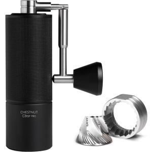TIMEMORE Manual Coffee Grinder Stainless Steel Espresso Coffee Bean Grinder with Foldable Handle Chestnut C3 ESP PRO Internal Adjustable Setting, Double Bearing Positioning Black