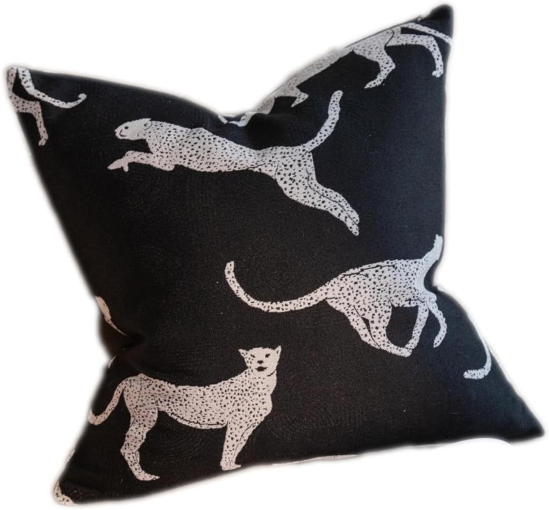 Croker Horse 20x20'' inches Throw Pillow Cushion Covers - Black Embroidery Leopard Cheetah Luxury Modern Style Couch Sofa Pillow Cover for Living Room Bedroom