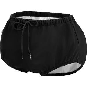 Reusable Adult Swim Diaper Special Needs, Incontinence Plastic Pants Cloth Diaper Cover, Waterproof Training Rubber Underwear Black, Medium