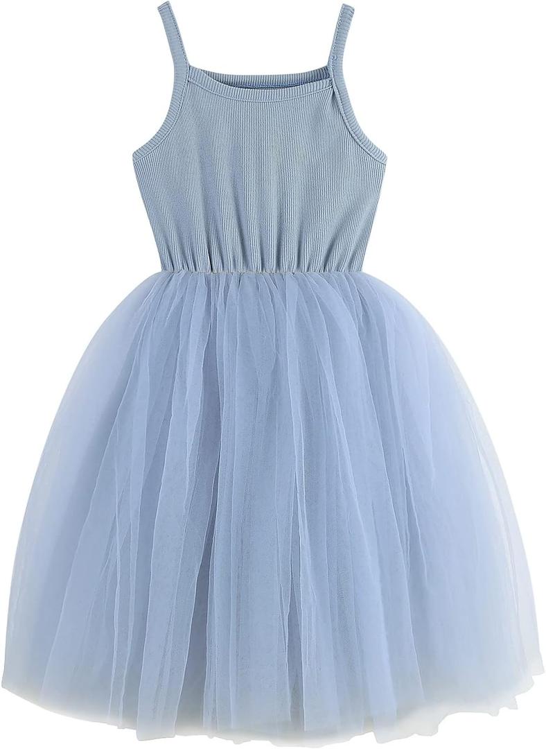 Baby Girls Tutu Dress Long Sleeve Toddler Sleeveless Dresses Infant Tulle Sundress (4T, 4-blue)