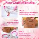 12/24 Set Breast Cancer Survivor Bracelets Heishi Clay Breast Cancer Awareness Accessories with Inspirational Card Pink Ribbon Party Favor Gifts for Women Best Friend