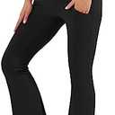 Women's Maternity Flare Leggings Over The Belly - Casual Pregnancy Yoga Pants with Pockets Buttery Soft XL