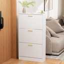 JOZZBY Shoe Cabinet Storage with 3 Flip Drawers for Entryway, White Slim Freestanding Modern Narrow Shoe Organizer Rack Cabinet for Hallway, Living Room