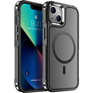 SUPFINE Magnetic for iPhone 13 Case, [Compatible with MagSafe][10 FT Military Grade Drop Protection] [Dual Layer Structure Protection] Non-Slip Heavy Duty Full-Body Shockproof Phone Case,Black