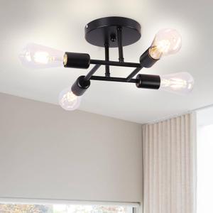 Finktonglan 4 Light Modern Sputnik Chandeliers Black Semi Flush Mount Ceiling Lamp Fixture with E26 Base for Farmhouse Dining Room Hallway Living Room Bedroom Finktonglan 4 Light Modern Sputnik Chandeliers Black Semi Flush Mount Ceiling Lamp Fixture with E26 Base for Farmhouse Dining Room Hallway Living Room Bedroom