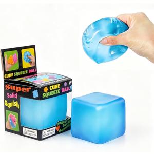 Premium Big Block Cube ,Ice Cube Squishies Toys,Durable, Slow-Rebound fingertip Exquisite Spherical ice Cube with boxGift-Ready (Blue)