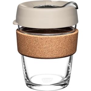 KeepCup Brew Cork, Reusable Glass Tumbler with Natural Cork, Tall Coffee Cup 12oz/340ml - Filter
