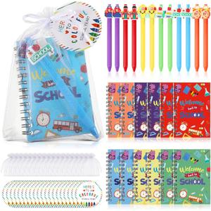 24 Set Back to School Stationery Set for Students, First Day of School Ballpoint Pens Mini Notebook Gift Card Welcome to School Gifts for Classroom Gifts Goodie Bags Fillers Party Favors