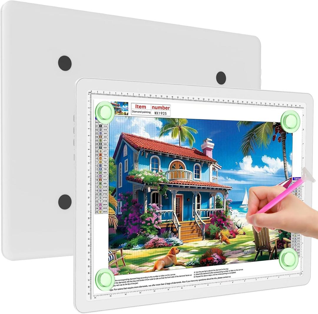 Elice Magnetic A3 Light Board for Diamond Painting, Ultra-Thin Tracing LED Light Box with Side Buttons, Super Bright Diamond Art Light Pad, Light Table for Drawing, Sketching, Weeding Vinyl - White
