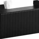 Tissue Box Cover Stylish PU Leather Rectangular Tissue Box Holder with Magnetic Bottom Tissue Cover for 120 Count (3-Ply) / 160 Count (2-Ply) Tissues (Black Stria)