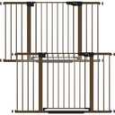 Cumbor 2 Pack 29.7"-51.5" Extra Wide Baby Gate for Stairs, Mom's Choice Awards Winner-Dog Gates for Doorways, Pressure Mounted Walk Through Pet Gate Indoor, Safety Auto-Close Child Gate for Kid, Brown