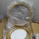 HOOBRO Round Coffee End Table with Charging Station, Gold Side Table