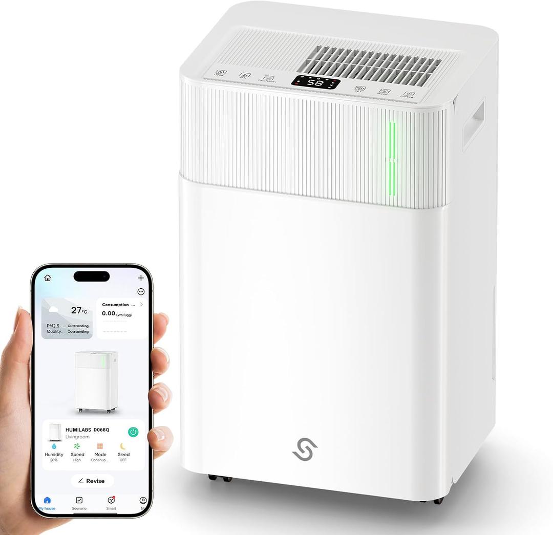 HUMILABS 52 Pints Dehumidifier for Home, 4500 Sq. Ft Dehumidifier for Basement with Drain Hose, Smart APP Control, Ultra Quiet, Auto Defrost and 24HR Timer, for Bedroom, Garage, RV and Large Room