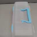 ArtBin 6937AG Essentials Lift-Out Tray Box, Portable Art & Craft Organizer with Handle and Tray, Clear/Aqua (Aqua Mist Latches)