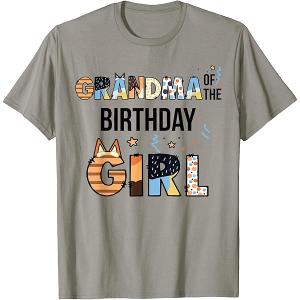 Grandma of The Birthday Girl Party Blue Dog Lover Matching TShirt (XXL, Grey)