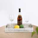 Wooden Serving Ottoman Tray With 4 Coasters, Breakfast Tray With Handles, Home Decor for Living Room, Coffee Table