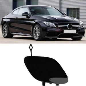 Yumzeco Compatible with Mercedes Benz C Class W205 Tow Hook Cover C400 C43AMG Sedan 2015-2018,Passenger Side W205 Front Bumper Trailer Cover Replace for A2058850724 Coupe Models ONLY-Right Black