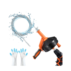 Drain Auger, Clog Remover with Drill Adapter, 25 Feet Flexible Plumbing Snake Use Manually or Powered for Kitchen, Bathroom and Shower Sink, Comes with Gloves (Orange)
