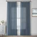Aersas Dark Blue Pinch Pleat Linen Curtains 84 Inch Length 2 Panels Set for Bedroom Dinging Room Semi Sheer Boho Farmhouse Neutral Window Curtains 84 Inches Long for Living Room Nursery 40x84