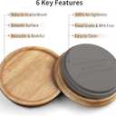 6-Pack Wide Mouth Wooden Mason Jar Lids for Ball/Mason Jars, Reusable Acacia Wood Mason Jar Lids with Airtight Silicone Seal Perfect for Dry Food Storage (Brown)