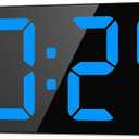 LED Digital Wall Clock with Large Display, Big Digits, Auto-Brightness, 12/24Hr Format, Modern Electric Small Silent Wall Clock for Living Room, Bedroom, Classroom, Farmhouse, Kitchen, Office - Blue