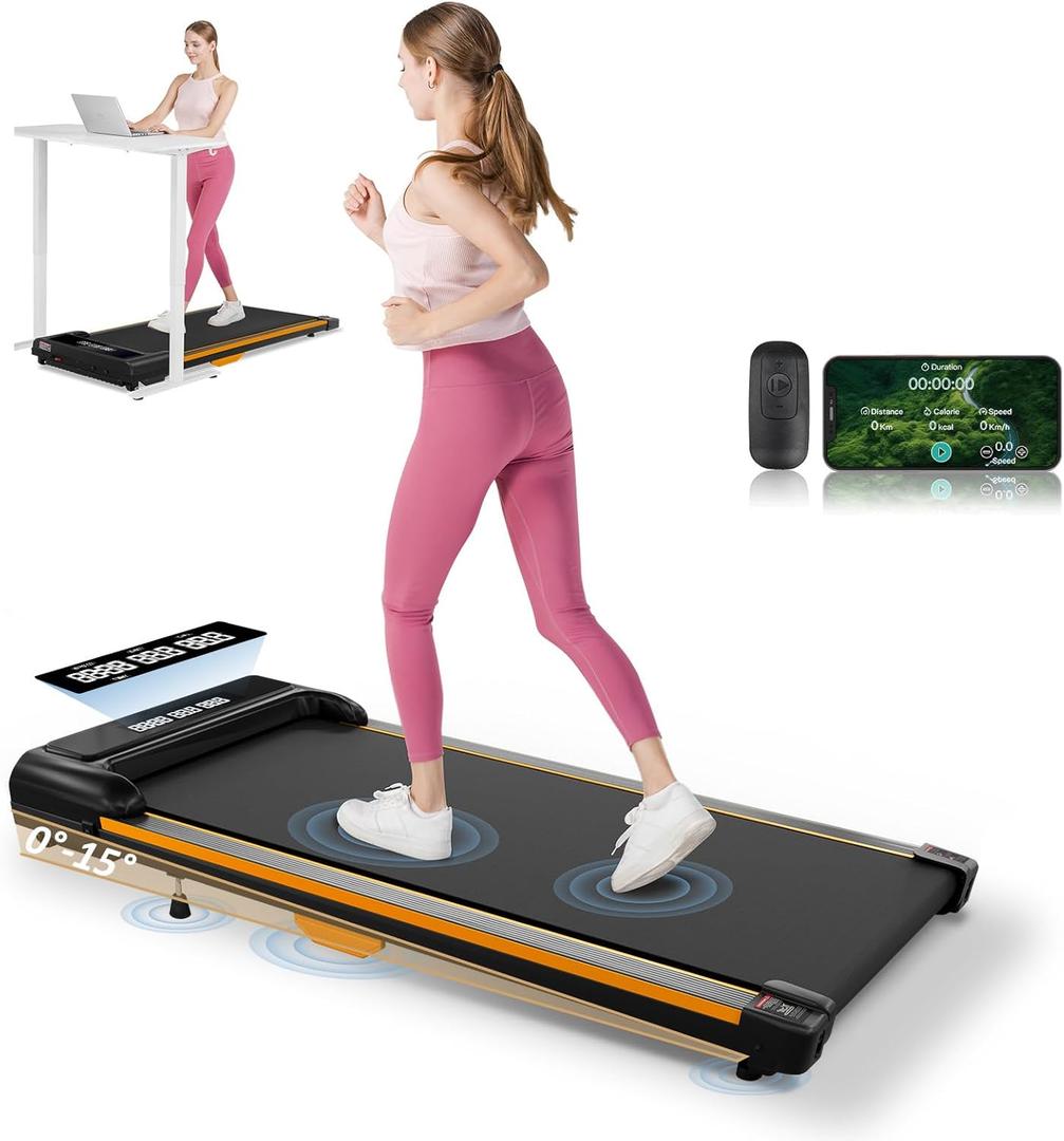 GTPLAYER Walking Pad, Treadmills with Incline for Home Office, 2.5HP Portable Under Desk Treadmill with APP Remote Control, LED Display, 300 Lbs Capacity