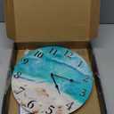 Coastal Nautical Glass Wall Clock with Seashell Design and Aesthetic Beach Theme - Battery Operated Silent Wall Decor for Home, Kitchen, Living Room, Office, Bedroom, or Bathroom (12 Inch,Teal)