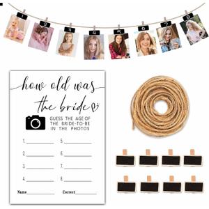 Bridal Shower Games, How Old Was The Bride To Be Bachelorette Party Games, Wedding Shower Games, Set Of 30 Game Cards (B01)