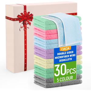 Double Side Non Scratch Wire Dishcloth 30pcs-Multipurpose Wire Dishwashing Rags Wire Mesh Cleaning Cloth,Kitchen Towels and Dishcloths Sets Microfiber Cloth for Cleaning Pans Sinks & Cookware