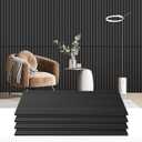 RITOLLO 4 Pack Wood Panels for Wall - 47.2"23.6" Wood Slat Acoustic Panels for Wall, Soundproof Panels, 3D Fluted Panels for Interior Wall Decor (Matte Black)