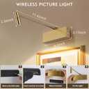Wireless Picture Light for Wall with Adjustable LED Beam, 8000mAh Rechargeable Art Light for Paintings, Dimmable and Zoomable Spotlight for Gallery, Living Room, Hallway (Gold, 2 Pack)