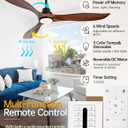 52 Inch Solid Wood Ceiling Fans with Lights and Remote, 3 Blade Walnut Outdoor Ceiling Fans with Wall Control, Dimmable, 6 Speeds, Quiet DC Motor for Bedroom/Patios/Farmhouse/Living Room