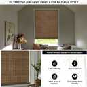 LazBlinds Cordless Bamboo Blinds, Bamboo Roll Up Shades for Windows, Privacy Hanging Window Blinds, Shades for Patio Indoor/Outdoor Porch, 26" W x 64" H, Highfield Teak