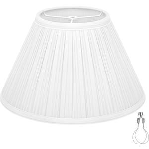 Pleated Lamp Shade, 6" Top x 13" Bottom x 7.2" High, White Empire Lamp Shade for Table Lamp Bedside Lamp, Modern Fabric Mushroom Lampshade Replacement for Wall Sconce, Spider, Clip on Adapter Included