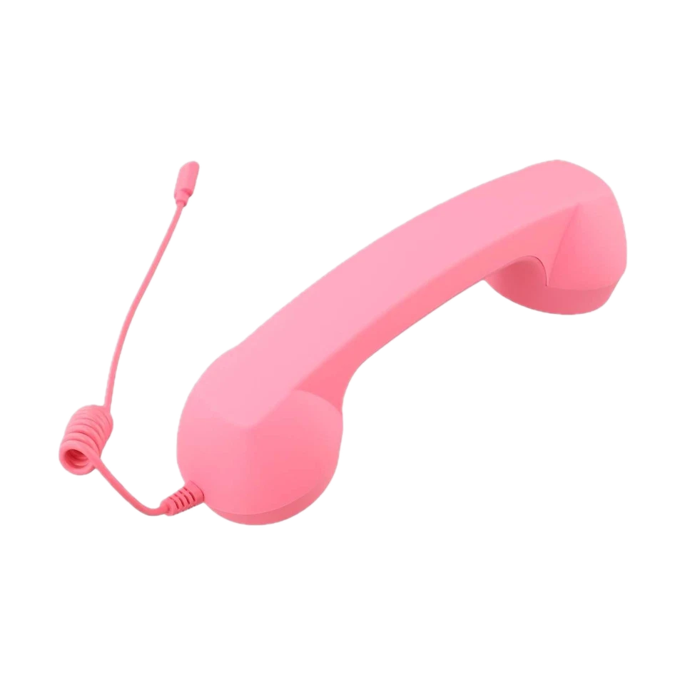 Retro Phone Handset for iPhone & Android,2026 New Cell Phone Receiver with Microphone & Speaker,Classic Vintage Old School Telephone Receiver for Mobile Phones,90s Style Prop for Photos (Pink)