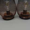 DECORKEY Set of 2 Battery Operated Lamp LED Table Lantern, Brown Metal Cage Cordless Lamps with LED BulbVintage Decorative Outdoor Lantern for Weddings, Parties, Patio, Events for Indoors Shelf Decor