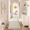 Ophanie 2x8 Runner Rug for Hallway, Upgrade Non-Slip Fluffy Soft Bedside Rugs, Bedroom Living Room Ivory Shaggy Carpet for Kids Girls Boys Dorm Nursery Home Decor Aesthetic
