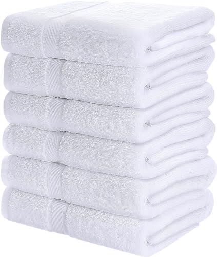 Utopia Bedding Cotton Set, Towels, 24x48, White, 6 Count