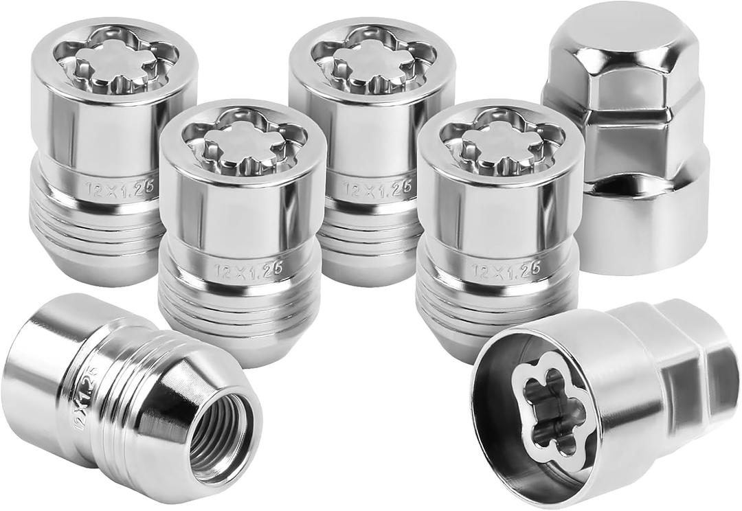 Locking Lug Nuts,M121.25 Wheel Locks, 5 Locks and 2 Key Wheel Locks Lug Nuts for Q70, Q50, G37, 370Z, 350Z, Altima, Sentra/WRX, Outback, Legacy, BRZ (Silver)