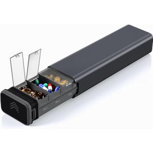 7 Day Weekly Metal Pill Organizer Travel, Kursoaya Premium Aluminum Daily Pill Box, Cute Portable Pill Case, Large Capacity Pill Holder for Supplements, Pills, Vitamins, Medicine (Steel Grey)