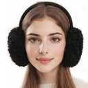 Yedilen Winter Ear Warmers for Women Warm Outdoor Foldable Earmuffs Cute Faux Fur Ear Muffs for Girls (Black)