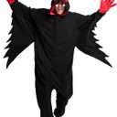 Kidukso Mysterious Mothman Onesie Pajamas Animal Hallween Christmas Sleepwear Unisex Cosplay Costume for Adult Women Men Black XL
