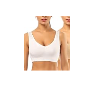 Sports Bras for Women, Medium Support Bras for Large Bust, Adjustable Straps Yoga Workout Bra with Pads (White)