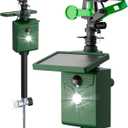 Motion-Activated Sprinkler, Solar Animal Repellent Outdoor - 2 Pack Deer Cat Deterrent with Motion Sensor & Flashing Lights, Protects Yard & Garden from Deer, Cats, Raccoons