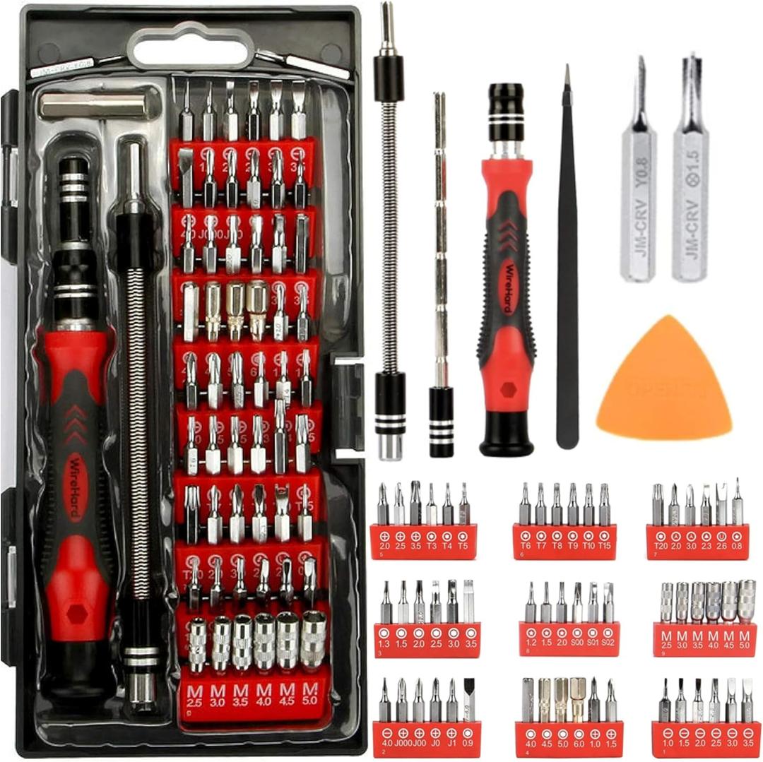 WIREHARD 62 in 1 Precision Screwdriver Set Magnetic Repair Tool Kit with Triwing Y00 Torx T5 T6 Gifts for Men Electronics Laptop Macbook PC RC PS5 iPhone Jewelers XBOX Glasses