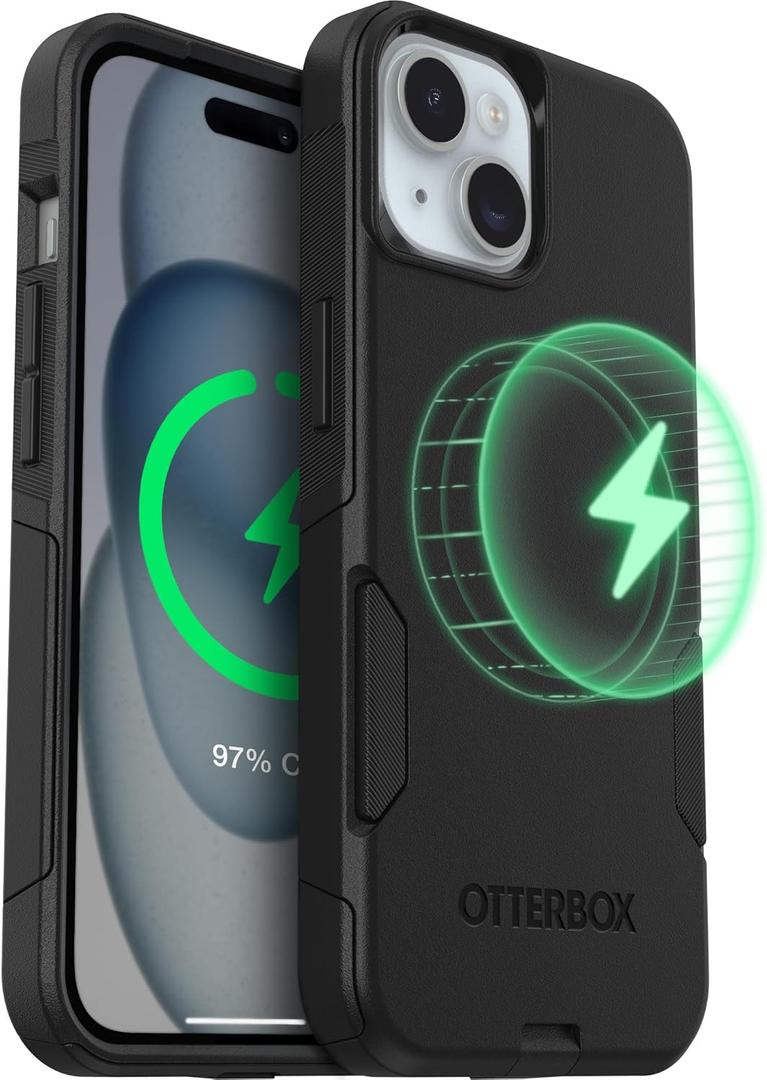 OtterBox iPhone 17e, iPhone 16e, iPhone 15, iPhone 14, and iPhone 13 Commuter Series Case - MagSafe Edition - Black, Slim & Tough, Pocket-Friendly, with Port Protection
