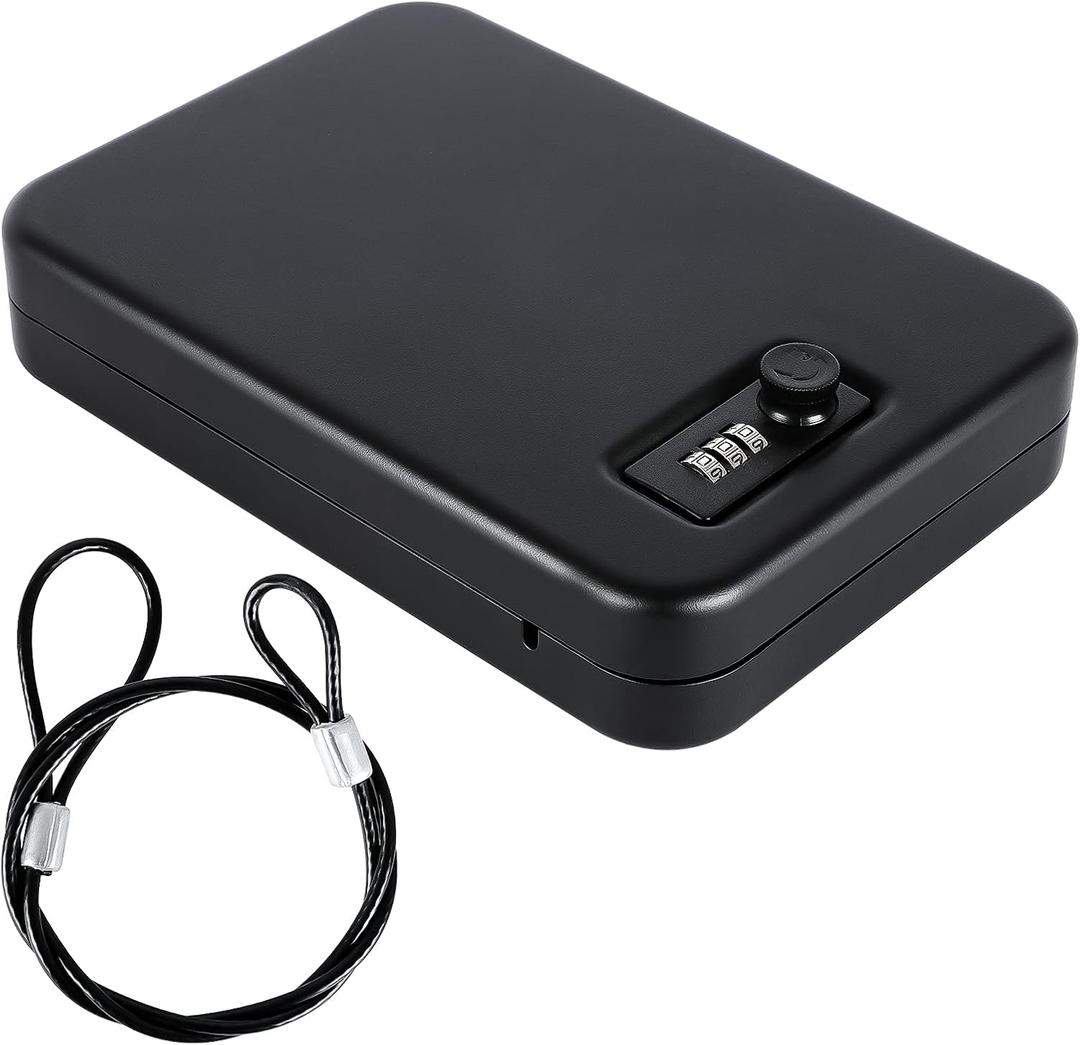 Dalmbox Gun Safe for Pistols Small Handgun Lock Box with Combination Lock Portable Travel Pistol Safe for Car, Home, Travel (Black) Dalmbox Gun Safe for Pistols Small Handgun Lock Box with Combination Lock Portable Travel Pistol Safe for Car, Home, Travel (Black)