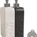 Soap Dispenser Set with Funnel, Non-Slip Silicone Pads, 2 Pack Ceramic Refillable Dish Soap and Hand Soap Dispenser for Kitchen, Bathroom, Matte Black and White