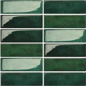 Dark Green Peel and Stick Backsplach Tile, 12"x12" Back Splash Stick on Tiles for Kitchen, Bathroom, 10 Sheets